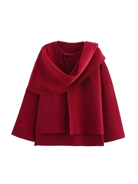 Jackets for Women Clearance under $10.00 Women's Loose Casual Long Sleeve Knitted Fashion Lightweight Sweater Cardigan Coat Red Black*Friday/Cyber*Monday Clearance