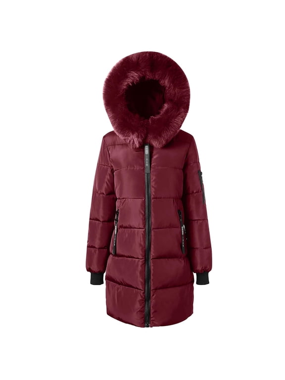 Jackets for Women Clearance under $10.00 Women's Winter Down Jacket With Hood Waist And To Overcome Outer Long Sleeve Long Coats Red Black*Friday/Cyber*Monday Clearance