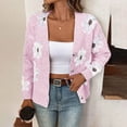 thumbnail image 1 of Guieoi Jackets for Women Clearance under $10.00 Women's Winter Loose Casual Floral Pattern Button Knit Long Sleeve Knit Cardigan Jacket Pink Black*Friday/Cyber*Monday Clearance, 1 of 9
