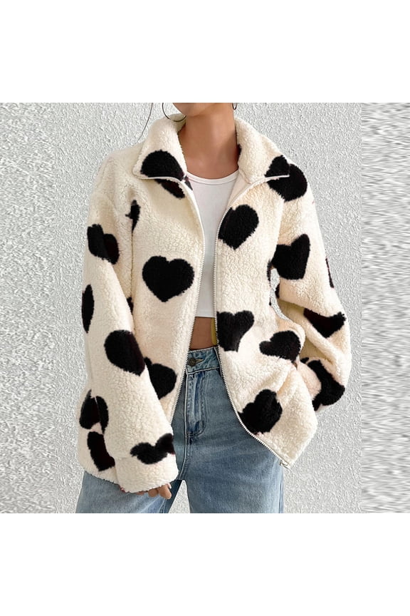 Jackets for Women Clearance under $10.00 Womens Jacket Warm Zip Up Lapel Long Sleeve Coat Fall Winter Outerwear With Pockets Black Black*Friday/Cyber*Monday Clearance