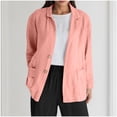 thumbnail image 1 of Guieoi Jackets for Women Winter Ladies' Loose Long Sleeved Linen Pocket Top for Spring and Winter Cardigan Jacket Pink, 1 of 7
