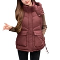 thumbnail image 1 of Guieoi Jackets for Women under $10.00 Ladies' Casual Color Sleeveless Hooded Jacket Red, 1 of 5