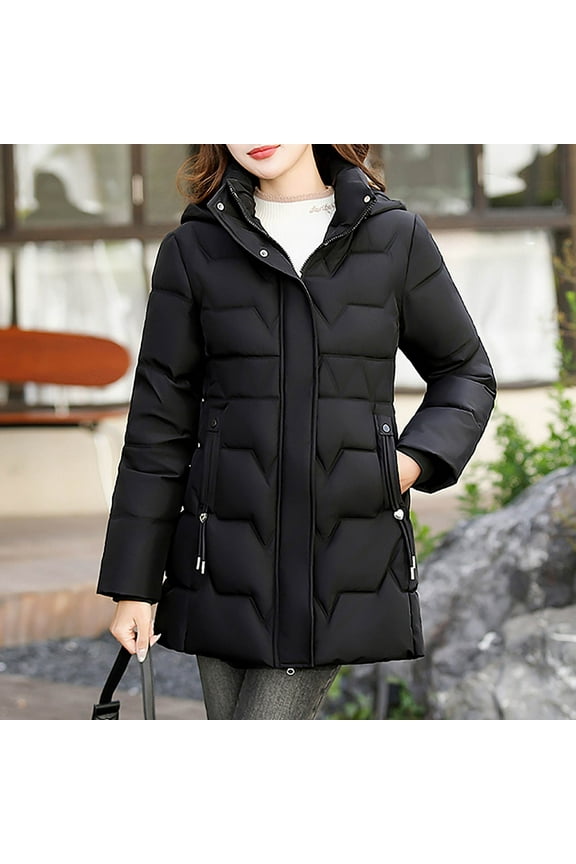Jackets for Women Clearance under $10.00 Ladies' Casual Colored Long-sleeved Hooded Jacket Black Black*Friday/Cyber*Monday Clearance