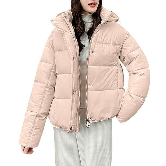 Guieoi Jackets for Women Clearance under $10.00 Ladies' Casual Colored Long-sleeved Hooded Jacket Pink Black*Friday/Cyber*Monday Clearance