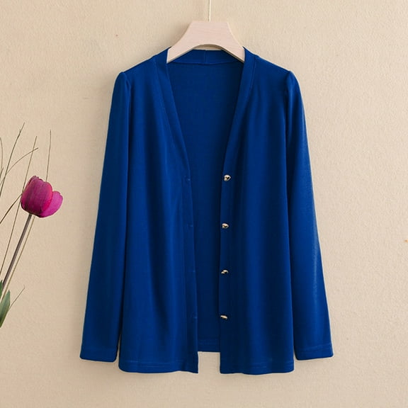 Guieoi Jackets for Women Clearance under $10.00 Women's Solid Buttons Cardigan Coats Knitted Tops Blue Black*Friday/Cyber*Monday Clearance