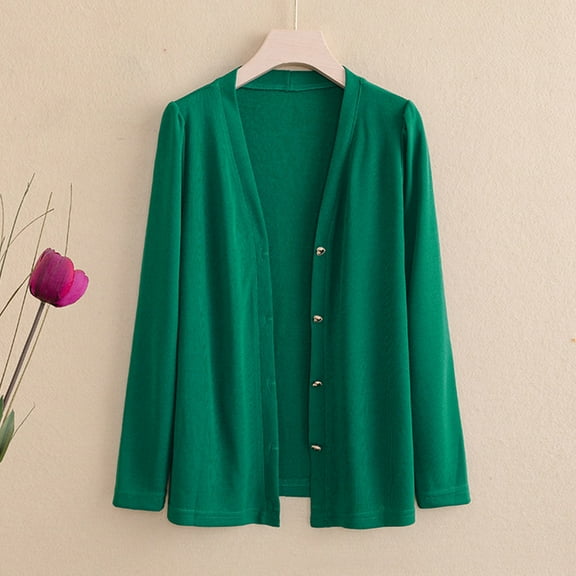 Guieoi Jackets for Women Clearance under $10.00 Women's Solid Buttons Cardigan Coats Knitted Tops Green Black*Friday/Cyber*Monday Clearance