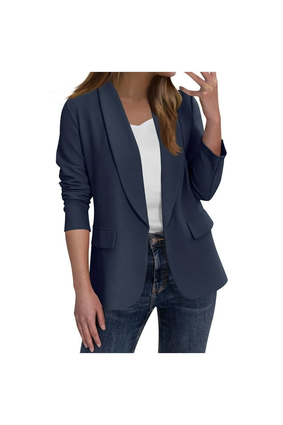 Jackets for Women Winter Women's Solid Color Casual Fashion Long-sleeved Cardigan Jacket Coat Top Blue Black*Friday/Cyber*Monday Clearance