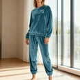 thumbnail image 1 of Guieoi Love Heart Print Pajama Set, Women's Long Sleeve Top and Pants, Valentine's Themed Sleepwear, Cute Couples Matching Blue XXL, 1 of 5