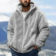thumbnail image 1 of Guieoi Mens Coats and Jackets Winter Fashion Men's Fleece V-Neck Zipper Long Sleeve Hooded Blouse Sweatshirt Gray Black*Friday/Cyber*Monday, 1 of 5