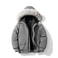 thumbnail image 1 of Guieoi Mens Coats and Jackets Winter Clearance Men's Casual Hooded Solid Color Zipper Winter Warm Long Sleeve Parkas Gray Black*Friday/Cyber*Monday Clearance, 1 of 9