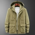 thumbnail image 1 of Guieoi Mens Coats and Jackets Winter Clearance Men's Fashion Casual Solid Color Pockets Zipper Long Sleeve Hooded Casual Outerwear Coat Brown Black*Friday/Cyber*Monday Clearance, 1 of 5
