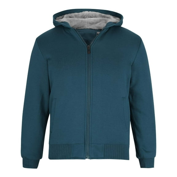 Guieoi Mens Coats and Jackets Winter Clearance Men's Fashion Winter Solid Color Loose Thick Warm Zipper Pocket Collar Blue Black*Friday/Cyber*Monday Clearance