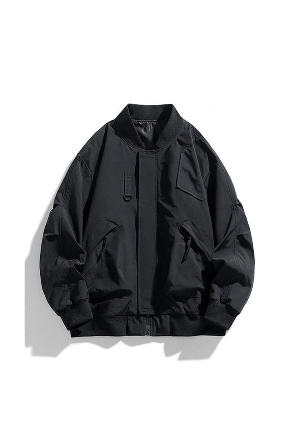 Mens Coats and Jackets Winter Clearance Men's Solid Color Casual Zipper Pocket Long Sleeved without Hood Black Black*Friday/Cyber*Monday Clearance