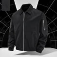 thumbnail image 1 of Guieoi Mens Coats Outerwear Winter Clearance 4xl Men Solid Zipper Pocket Turndown Collar Outdoors Sports Top Coat Jacket Black Black*Friday/Cyber*Monday Clearance, 1 of 4