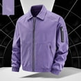 thumbnail image 1 of Guieoi Mens Coats Outerwear Winter Clearance 4xl Men Solid Zipper Pocket Turndown Collar Outdoors Sports Top Coat Jacket Purple Black*Friday/Cyber*Monday Clearance, 1 of 4