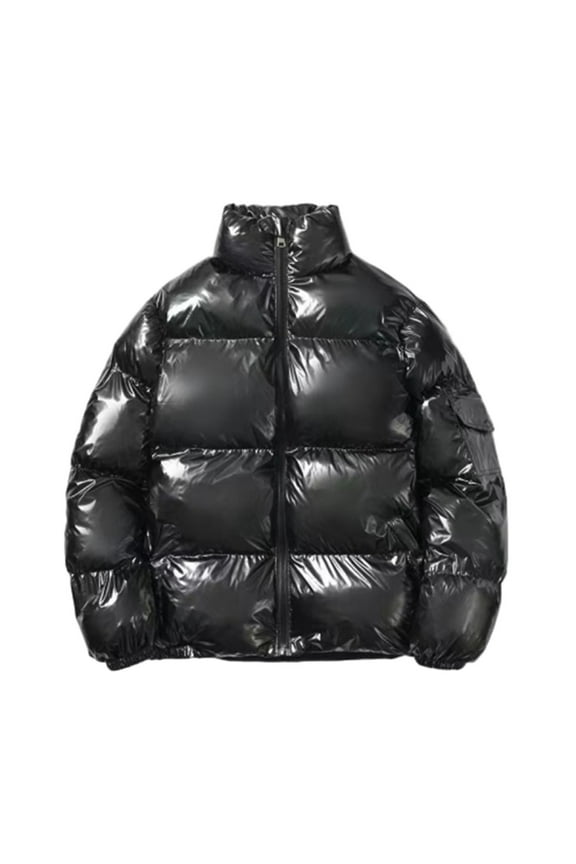 Mens Coats Outerwear Winter Clearance 4xl Men's Casual Puffer Jackets Long Sleeved Round Neck Stand Neck Winter Coats Black Black*Friday/Cyber*Monday Clearance