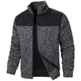 thumbnail image 1 of Guieoi Mens Coats Outerwear Winter Clearance 4xl Men's Fall Splicing Knit Shirt Zipper Top Solid Color Cardigan Jacket Gray Black*Friday/Cyber*Monday Clearance, 1 of 4