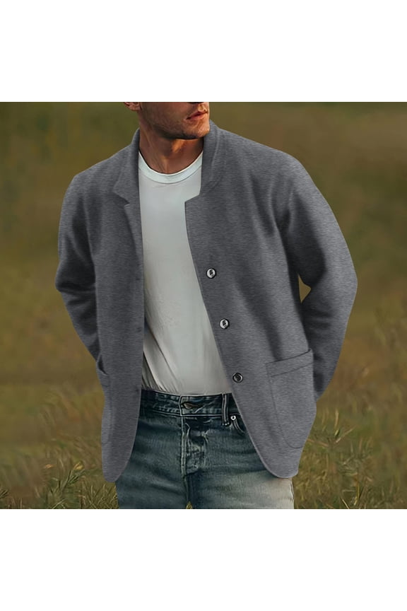 Mens Coats Outerwear Winter Clearance 4xl Men's Fashion Casual Vintage Work Long Sleeve Jacket Long Sleeve Hoodless Casual Coat/jacket Gray Black*Friday/Cyber*Monday Clearance