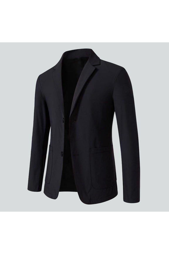 Mens Coats Outerwear Winter Clearance 4xl Men's Fashion Solid Color Thin Style Breasted Lapel Pocket Long Sleeved Suit Jacket Black Black*Friday/Cyber*Monday Clearance