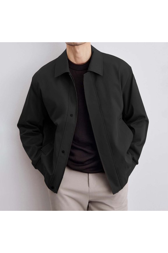 Mens Coats Outerwear Winter 4xl Men's Fashion Solid Color Zipper Buckle Pocket Lapel Long Sleeved Hooded Casual Jacket