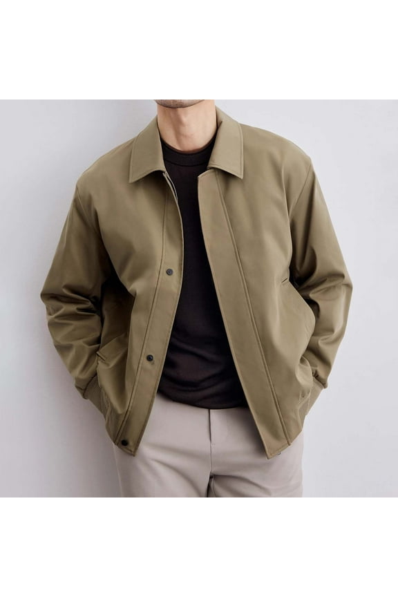 Mens Coats Outerwear Winter Clearance 4xl Men's Fashion Solid Color Zipper Buckle Pocket Lapel Long Sleeved Hooded Casual Jacket Brown Black*Friday/Cyber*Monday Clearance