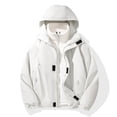 thumbnail image 1 of Guieoi Mens Coats Outerwear Winter Clearance 4xl Men's Outdoor Solid Color Windbreaker Removable Inner Liner Pocket Zipper Jacket White Black*Friday/Cyber*Monday Clearance, 1 of 9