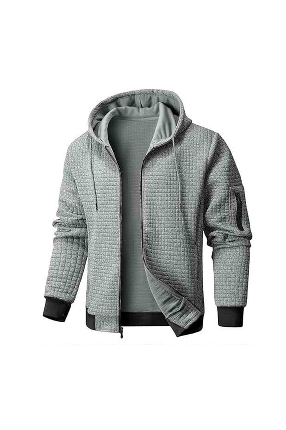 Mens Coats Outerwear Winter Clearance 4xl Men's Solid Color Zipper Cardigan Long Sleeved Hooded Jacket Top Coat Gray Black*Friday/Cyber*Monday Clearance
