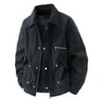 thumbnail image 1 of Guieoi Mens Coats Outerwear Winter Clearance 4xl Men's Solid Color Zipper Cardigan Long Sleeved Lapel Corduroy Workwear Jacket Black Black*Friday/Cyber*Monday Clearance, 1 of 8