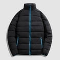 thumbnail image 1 of Guieoi Mens Coats Outerwear Winter Clearance 4xl Men's Winter Solid Color Stand Collar Down Jacket Zipper Cardigan Pocket Long Sleeve Padded Jacket Coat Blue Black*Friday/Cyber*Monday Clearance, 1 of 4