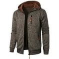 thumbnail image 1 of Guieoi Mens Coats Outerwear Winter 4xl Men's Zipper Sweatshirts Coat Long Sleeve Casual Outerwear Jackets with Hood Brown, 1 of 4