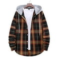 thumbnail image 1 of Guieoi Mens Coats Outerwear Winter Jackets Clearance Men Plaid Fashionable Casual Button Drawstring Long Sleeve Hooded Outwear Jacket Black Black*Friday/Cyber*Monday Clearance, 1 of 3