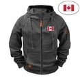 thumbnail image 1 of Guieoi Mens Coats Outerwear Winter Jackets Clearance Men's Cargo Solid Color Multiple Pockets Sports Training Raglan Long Sleeved Hooded Casual Jacket Gray Black*Friday/Cyber*Monday Clearance, 1 of 9
