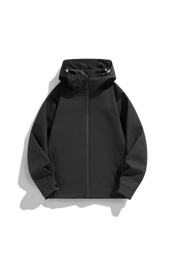 Mens Coats Outerwear Winter Jackets Clearance Men's Color Blocked Long Sleeved Hooded Windproof Proof Jacket Black Black*Friday/Cyber*Monday Clearance