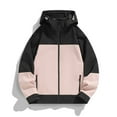 thumbnail image 1 of Guieoi Mens Coats Outerwear Winter Jackets Clearance Men's Color Blocked Long Sleeved Hooded Windproof Proof Jacket Pink Black*Friday/Cyber*Monday Clearance, 1 of 2