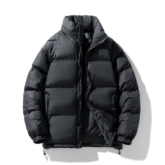 Guieoi Mens Coats Outerwear Winter Jackets Clearance Men's Color Blocked Long Sleeved Stand Up Collar Zipper Cardigan Thickened Warm Jacket Black Black*Friday/Cyber*Monday Clearance