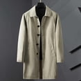 thumbnail image 1 of Guieoi Mens Coats Outerwear Winter Jackets Clearance Men's Fashion Solid Color Mid Length Button Up Casual Pocket Long Sleeved Windbreaker Jacket Beige Black*Friday/Cyber*Monday Clearance, 1 of 3