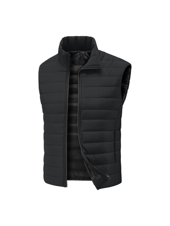 Mens Coats Outerwear Winter Jackets Clearance Men's Solid Color Sleeveless Hooded Zipper Cardigan Jacket Black Black*Friday/Cyber*Monday Clearance
