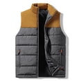 thumbnail image 1 of Guieoi Mens Coats Outerwear Winter Jackets Men's Solid Color Sleeveless Top Warm Top Stand Up Collar Men's Sleeveless Top Brown, 1 of 5