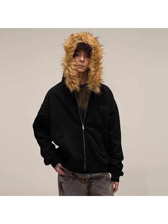 Mens Coats Outerwear Winter Jackets Clearance Men's Solid Color Vintage Pockets Long Sleeved Hooded Casual Jacket Black Black*Friday/Cyber*Monday Clearance