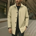 thumbnail image 1 of Guieoi Mens Coats Outerwear Winter Jackets Clearance Men's Solid Medium Long Casual Coat Coat Long Sleeve Lapel Collar Pocket Coat Beige Black*Friday/Cyber*Monday Clearance, 1 of 9