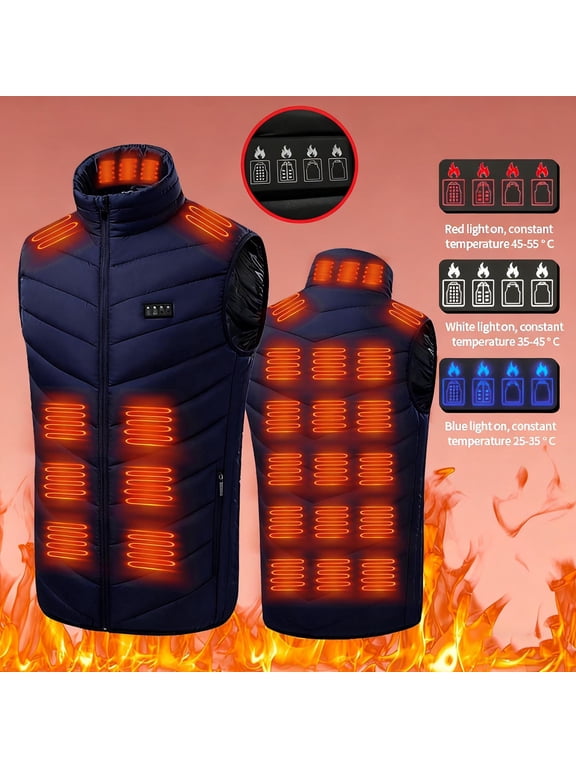 Mens Coats Outerwear Winter Jackets Clearance Unisex Zipper Press 4 Control 28 Heating Jacket Heated USB Charging Version Blue Black*Friday/Cyber*Monday Clearance