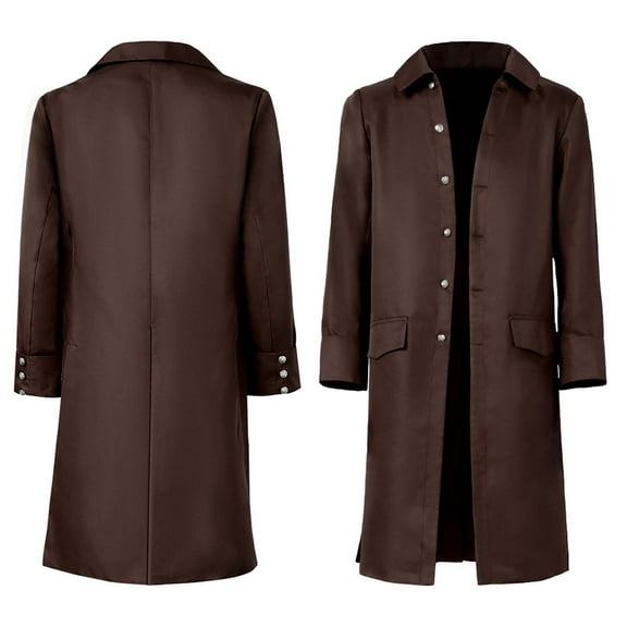 Guieoi Mens Coats and Jackets Winter Clearance Men's Costume Medieval Men's Steampunk Long Sleeved Uniform Brown Black*Friday/Cyber*Monday Clearance