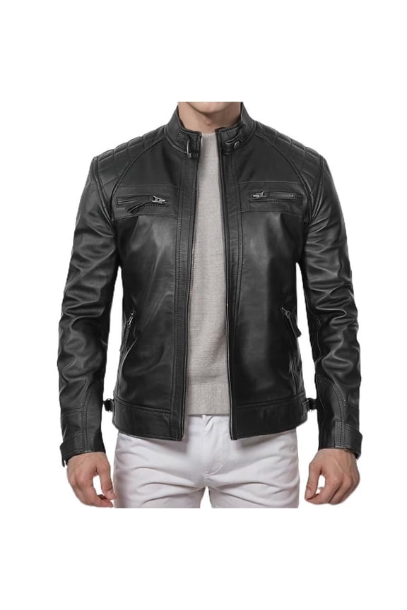 Mens Coats and Jackets Winter Clearance Men's New Leather Stand Collar Punk Motorcycle Leather Black Black*Friday/Cyber*Monday Clearance