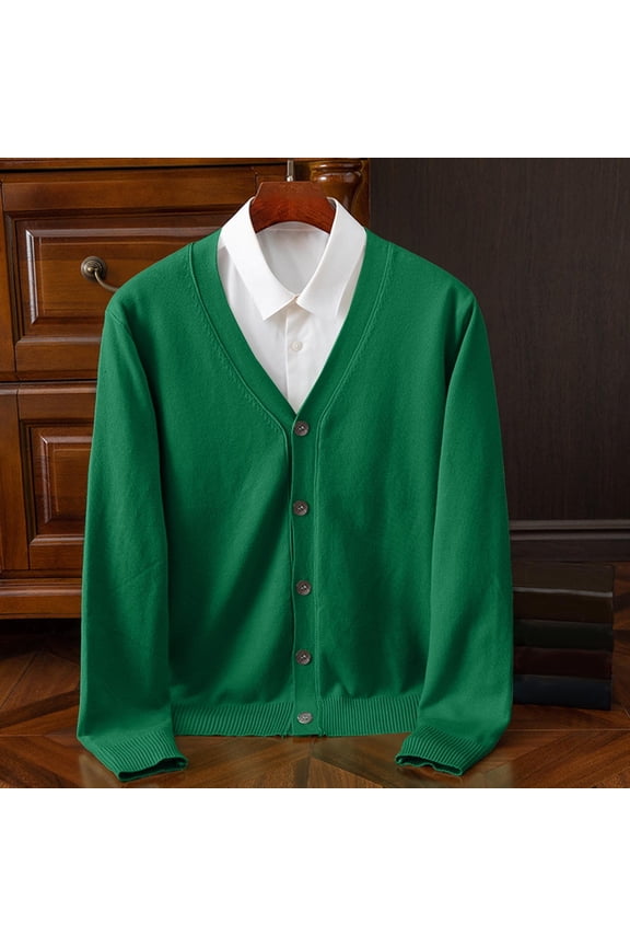 Mens Coats and Jackets Winter Clearance Men's Sweater Fashion Casual Color V-Neck Long Sleeve Green Black*Friday/Cyber*Monday Clearance