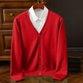 thumbnail image 1 of Guieoi Mens Coats and Jackets Winter Clearance Men's Sweater Fashion Casual Color V-Neck Long Sleeve Red Black*Friday/Cyber*Monday Clearance, 1 of 7
