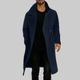 thumbnail image 1 of Guieoi Mens Jackets Winter Clearance Men Casual Solid Double-breasted Turndown Windbreaker Over The Knee Long Length Coats Blue Black*Friday/Cyber*Monday Clearance, 1 of 3