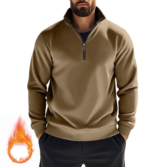 Guieoi Mens Shirts under $5.00 Men Casual Fashion Solid Pullover Long Sleeve Hoodie with Pocket Sweatshirts Brown