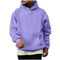 thumbnail image 1 of Guieoi Mens Shirts under $5.00 Men Casual Fashion Solid Pullover Long Sleeve Hoodie with Pocket Sweatshirts Purple, 1 of 5