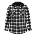 thumbnail image 1 of Guieoi Mens Shirts under $5.00 Men's Hooded Casual Button Down Brushed Plaid Shirt Men's Color Blocked Long Sleeved Hooded Top Gray, 1 of 4