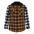 thumbnail image 1 of Guieoi Mens Shirts under $5.00 Men's Hooded Casual Button Down Brushed Plaid Shirt Men's Color Blocked Long Sleeved Hooded Top Orange, 1 of 4